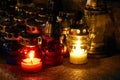 Memorial candles on the cemetery