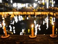 Memorial candles at funeral ceremony. Religion and mourning concept