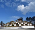 The 108 memorial chortens or stupas known as Druk Wangyal Chortens at the Dochula pass, Bhutan