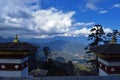 The 108 memorial chortens or stupas known as Druk Wangyal Chortens at the Dochula pass, Bhutan