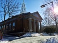 Memorial Church at Harvard University in Cambridge with sun in a view Royalty Free Stock Photo