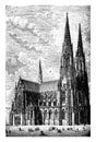 Memorial Church in Vienna, vintage illustration