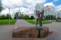 Memorial complex Monument to Soldiers-Internationalists on Island of Tears. Sculpture of crying guardian angel, Minsk, Belarus