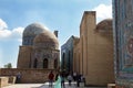 Memorial complex Shakhi-Zinda in Samarkand in Uzbekistan. The domes of the towers of the mosque. Tourism concept. 2 Royalty Free Stock Photo