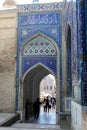 Memorial complex Shakhi-Zinda in Samarkand in Uzbekistan. Tourism concept Royalty Free Stock Photo