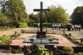 Memorial cross, a monument to the victims of communist repressions of 1937-1938 in Zhytomyr, Ukraine, September 2023