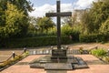 Memorial cross, a monument to the victims of communist repressions of 1937-1938 in Zhytomyr, Ukraine, September 2023