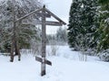 Memorial cross on the mountain Maura in the Vologda region. Russia Royalty Free Stock Photo