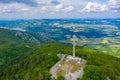 Memorial cross at Okolchitsa peak in Bulgaria Royalty Free Stock Photo