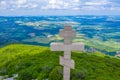 Memorial cross at Okolchitsa peak in Bulgaria Royalty Free Stock Photo