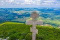 Memorial cross at Okolchitsa peak in Bulgaria Royalty Free Stock Photo