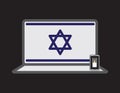 Online Israeli Memorial Day Ceremony, Israeli Flag and Memorial Candle