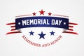 Memorial day - American flag ribbon with lettering Memorial Day Royalty Free Stock Photo