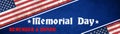 Memorial Day background banner panorama - Flag of united states and white lettering isolated on blue dark rustic texture, with Royalty Free Stock Photo