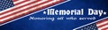 Memorial Day background banner panorama - Flag of united states and white lettering isolated on blue dark rustic texture, with Royalty Free Stock Photo