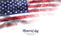 Memorial Day background illustration. text Memorial Day, remember and honor with America flag watercolor painting