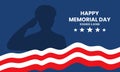 Memorial day background template for social media and poster. Remember and honor. with american flag and soldier silhouette Royalty Free Stock Photo