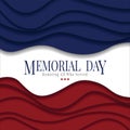 Memorial day banner template with paper cut colorful layers and text for greeting cards, posters, invitations, brochures.