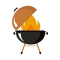 Memorial Day barbecue party. Icon for party, grill, picnic and your purpose.BBQ with fire. Royalty Free Stock Photo