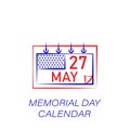 Memorial day calendar colored icon. Element of memorial day illustration icon. Signs and symbols can be used for web, logo, mobile Royalty Free Stock Photo