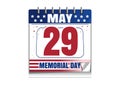 Memorial Day calendar 2017 Royalty Free Stock Photo