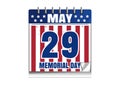 Memorial Day calendar 2017. 29 May Royalty Free Stock Photo