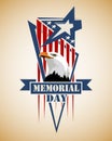 Memorial Day card. Star stylized as the American flag and head of eagle.