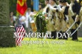 Memorial Day Ceremony, Tomb Stone, Placing down Wreath, US Flag Royalty Free Stock Photo