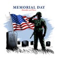 Soldiers silhouette saluting the USA flag, Memorial day clipart or symbol Royalty Free Stock Photo