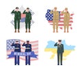 Memorial day 2D vector isolated illustrations set