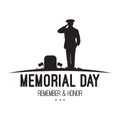 Memorial Day design with saluting soldier. USA patriotic illustration Royalty Free Stock Photo
