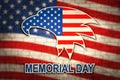 Memorial Day with eagle in national flag colors on background of brick wall. American nationally symbol