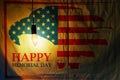 Memorial Day with eagle in national flag colors on fabric illuminated by a light bulb Royalty Free Stock Photo