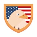 Memorial day eagle in shield with flag american celebration flat style icon