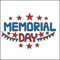 Memorial day greeting card with red star