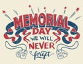 Memorial Day hand lettering greeting card