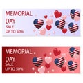 Memorial Day. Illustration In Honor Of The National US Holiday With A Heart In The USA Flag Style. Holiday Flyers