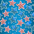 Memorial Day Illustration With Star Seamless Pattern.