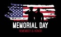 Memorial Day Poster.Remember And Honor. Vector Illustration With American Flag And Soldiers