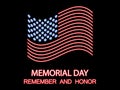 Memorial Day. Remember and Honor. Neon flag of the United States. Glowing sign. Vector