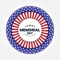 Memorial day Remember and honor text in circle American Flag sign with white red tab layer and stars in blue layer on white