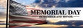 Memorial Day Remember and Honor text, USA flag on sky. Happy Memorial Day Background. 3d render