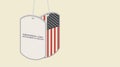 Memorial day. Remember and honor. USA symbol. Two military dog tag tokens of American army with the inscription and flag of the Royalty Free Stock Photo