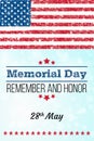 Memorial day. Remember and honor. Vector llustration for American holiday. Design template for poster, banner, flayer