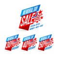 Memorial Day Sale discount labels vector illustration