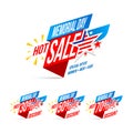 Memorial Day Sale discount labels vector illustration