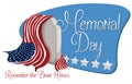 Memorial Day Sign with Tombstone and American Flag, Vector Illustration Royalty Free Stock Photo