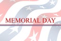 Memorial day slide card with lines and text with background american flag waving faded