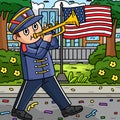 Memorial Day Soldier Playing Trumpet Colored Royalty Free Stock Photo