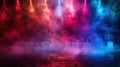 Memorial Day Stage with Red, White & Blue Spotlight and American Flag Background with Smoke - AI Generated Image Royalty Free Stock Photo